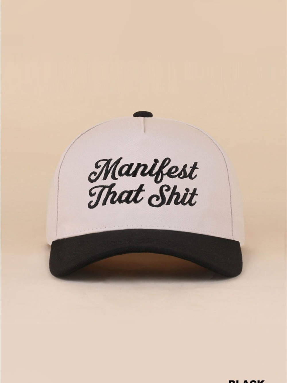 Zenana "Manifest That Shit" Black and White Trucker Cap